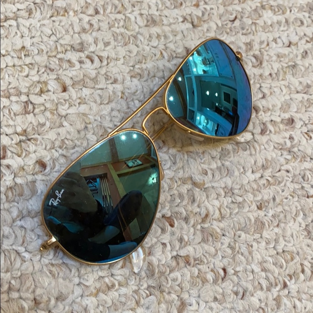 Ray ban reflective blue aviator sunglasses